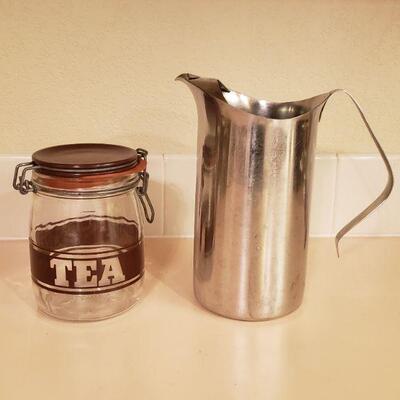Lot 425: Vintage Tea Jar and Pitcher 