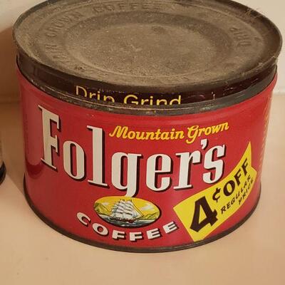 Lot 466: Vintage Folgers & Instant Postum Tins