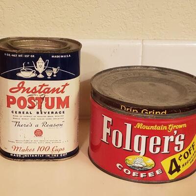 Lot 466: Vintage Folgers & Instant Postum Tins