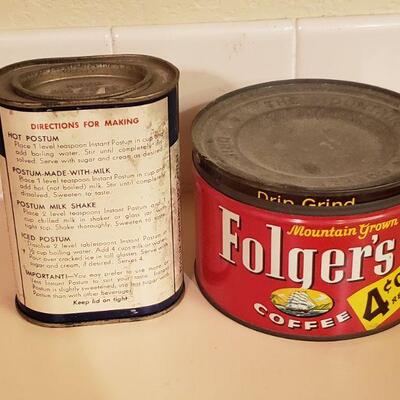 Lot 466: Vintage Folgers & Instant Postum Tins