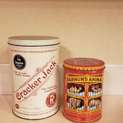 Lot 470: Vintage Cracker Jack and Animal Cookie Tins