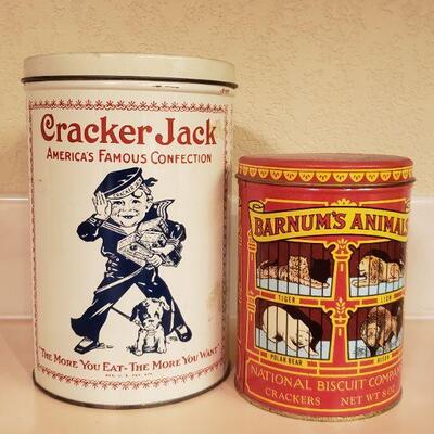 Lot 470: Vintage Cracker Jack and Animal Cookie Tins