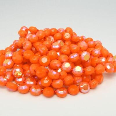 Vintage Vogue Jewelry Iridescent Orange Bead Necklace & Earring Set