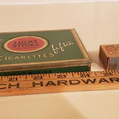 Lot 478: Vintage Lucky Strike Tin & Signal Light Matches