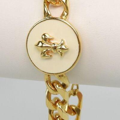 Monet Fleur de Lis Gold tone Chain Bracelet
