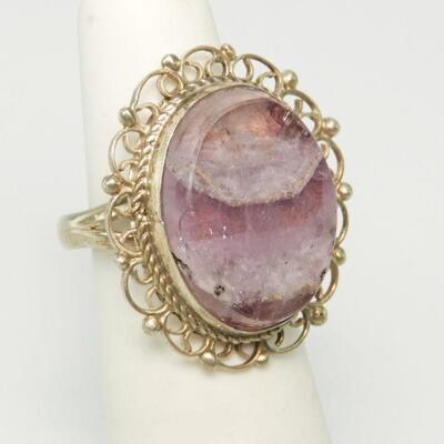Vintage Mexican Sterling Silver Ring With Purple Stone