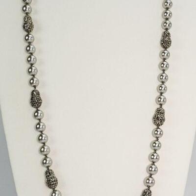 Collectibles by Adrienne Grey Pearl Bead & Hematite Rhinestone Necklace & Earring Set