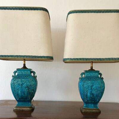 Two Blue Asian Lamps