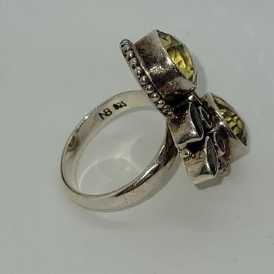 J16: size 8 Multiple gemstone sterling silver ring 10.2g