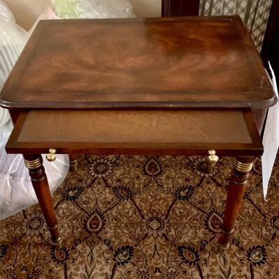 Solid Wood Gild Leaf  Carved End Table / Pull our Drawer & Pull Out Writing  Desk