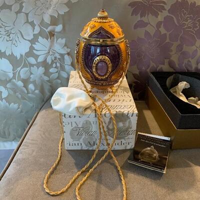 Precious Stone Jeweled Original Vivian Alexander Ostrich Egg / Evening Bag & Decorative Faberge Egg Display Piece