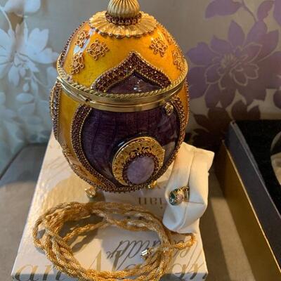 Precious Stone Jeweled Original Vivian Alexander Ostrich Egg / Evening Bag & Decorative Faberge Egg Display Piece