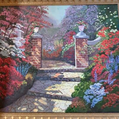 Gold Custom Framed Oil Painting: “ Enter Through My Garden”