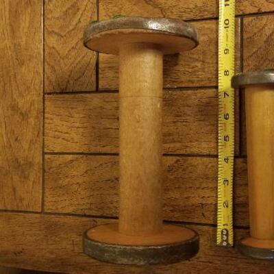 Lot #534: Antique/Vintage Large Thread Wood Spools or Hat Stands