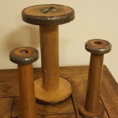 Lot #534: Antique/Vintage Large Thread Wood Spools or Hat Stands