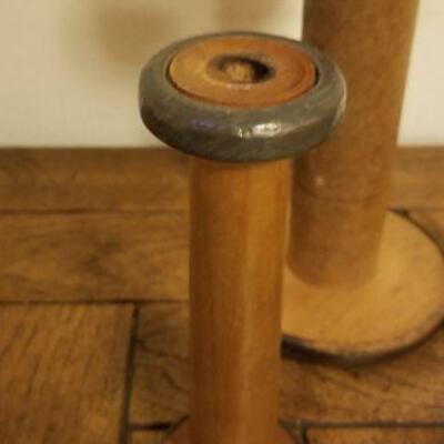 Lot #534: Antique/Vintage Large Thread Wood Spools or Hat Stands