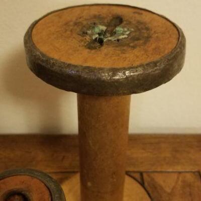 Lot #534: Antique/Vintage Large Thread Wood Spools or Hat Stands