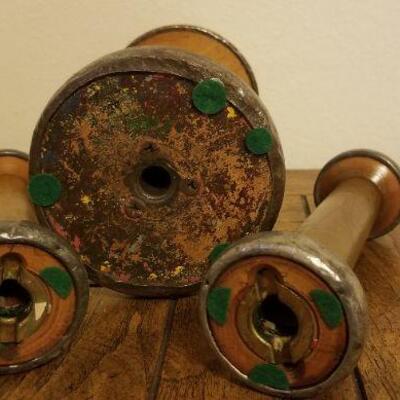 Lot #534: Antique/Vintage Large Thread Wood Spools or Hat Stands