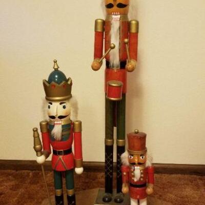 Lot #538: (3) Nutcracker Figures - Attached to Base (42" , 24" and 14" Tall)