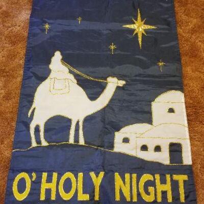 Lot #545: Vintage HOLY NIGHT Christmas Yard Flag Deco