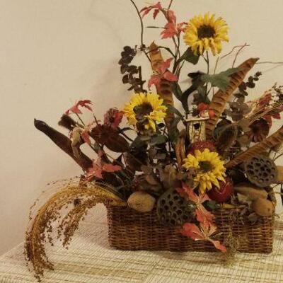 Lot #549: Fall Decorative Artificial Flower Basket