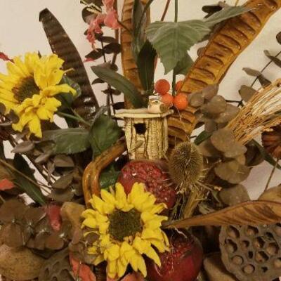 Lot #549: Fall Decorative Artificial Flower Basket