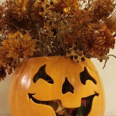 Lot #550: Fall Jack-O-Lantern Artificial Flower Arrangement 