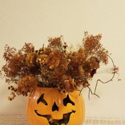 Lot #550: Fall Jack-O-Lantern Artificial Flower Arrangement 