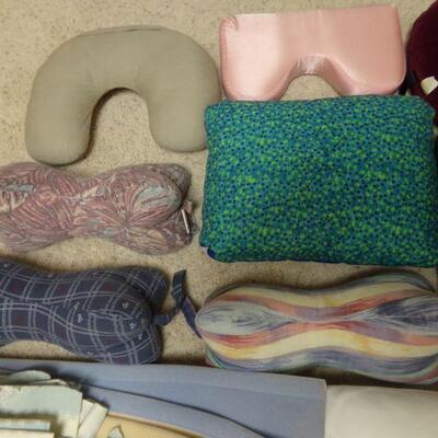 LOT 93  NECK PILLOW, BACK SUPPORT AND LINENS