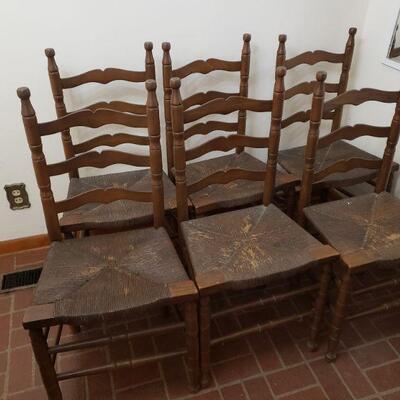 6 vintage ladder back chairs