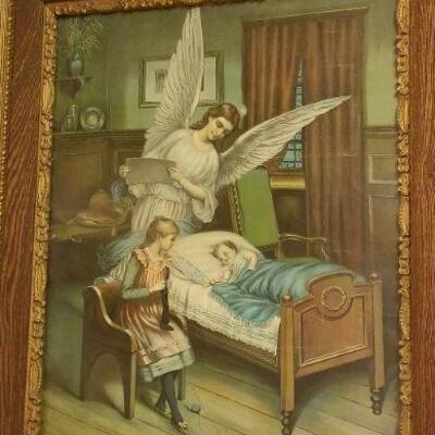 Lot #552: Antique Framed Art Print 27" x 31" 