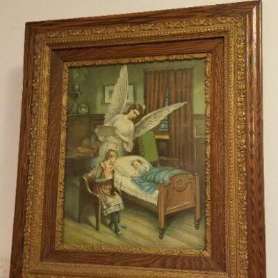 Lot #552: Antique Framed Art Print 27" x 31" 