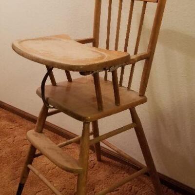 Lot #553: Antique Baby's High Chair Wood