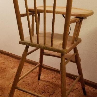 Lot #553: Antique Baby's High Chair Wood