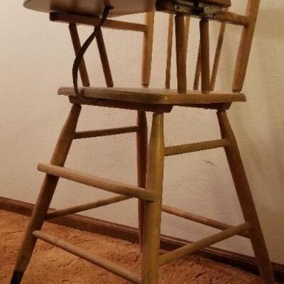 Lot #553: Antique Baby's High Chair Wood