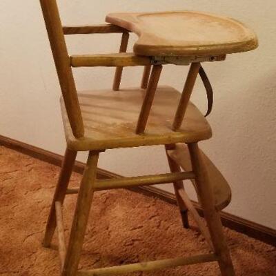 Lot #553: Antique Baby's High Chair Wood