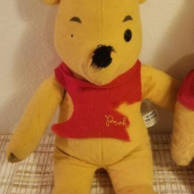 Lot #554: Vintage Pair of WINNIE THE POOH Disney Character Dolls 1950's/60's