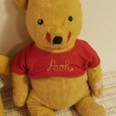 Lot #554: Vintage Pair of WINNIE THE POOH Disney Character Dolls 1950's/60's