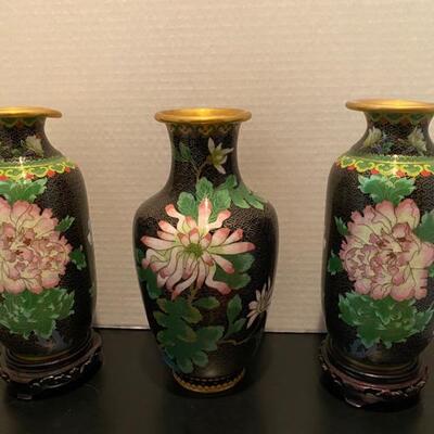 C - 564. Set of 3 Cloisonne Vases 