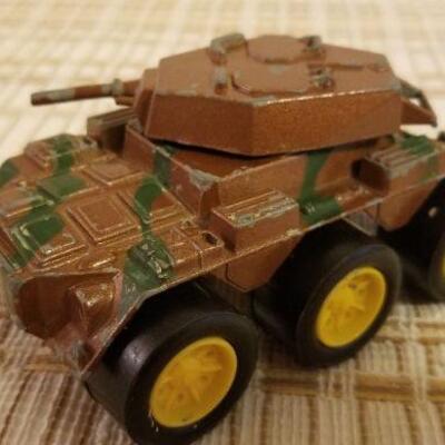 Lot #568: Large Group of Vintage Trucks and Tanks Children's Toys 