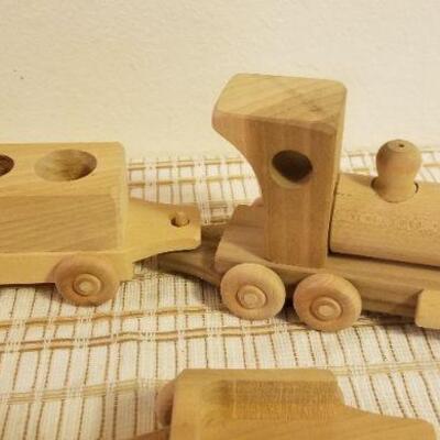 Lot #569: Unpainted Wood Railroad Train Set