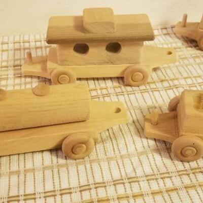 Lot #569: Unpainted Wood Railroad Train Set