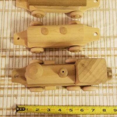 Lot #569: Unpainted Wood Railroad Train Set
