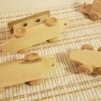 Lot #569: Unpainted Wood Railroad Train Set