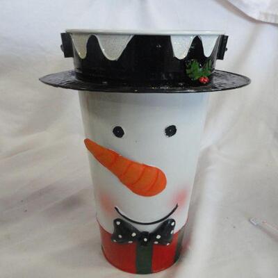 Snowman metal vase
