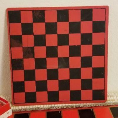 Lot #592: Checkers Boards (2) and Pieces