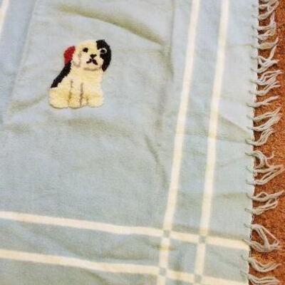 Lot #306: Vintage 1950's Children's Reversible Puppy Blanket by BAY PEPPERELL