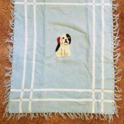 Lot #306: Vintage 1950's Children's Reversible Puppy Blanket by BAY PEPPERELL
