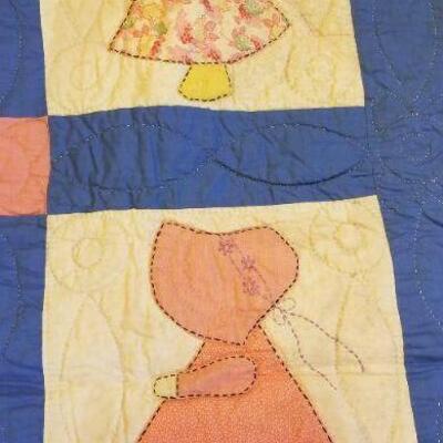 Lot #607: Antique Quilt w/ Little Girl In bonnet Theme