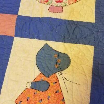 Lot #607: Antique Quilt w/ Little Girl In bonnet Theme